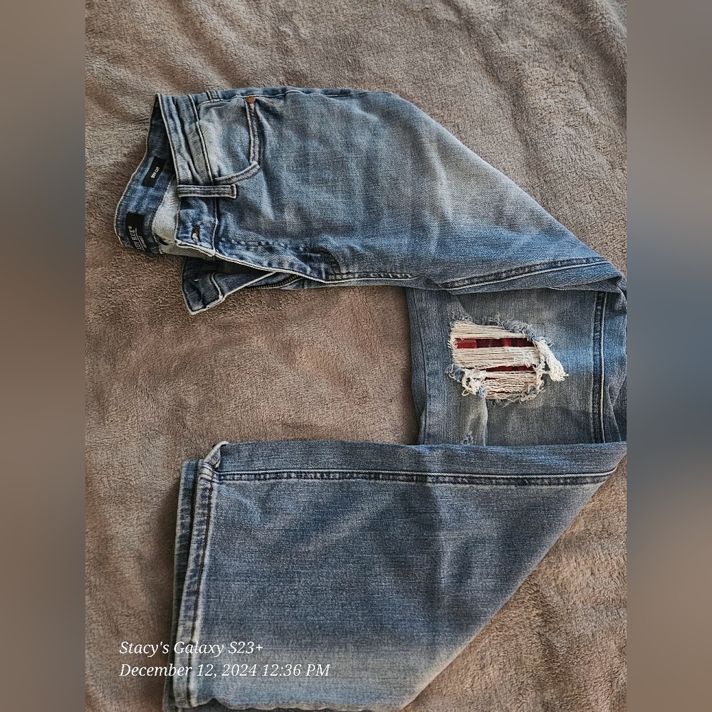 Judy Blue Plaid Patch Bootcut Jeans sz 13/31
